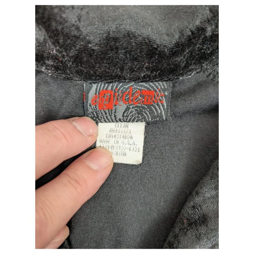 Vintage Y2K Crushed Velvet Button‎ Down Flame Shirt Size Medium